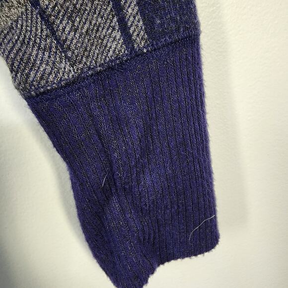 Maurices Hooded Cardigan Sweater Size XL Blue Gray Plaid Stretch V Neck Buttons - Picture 7 of 11